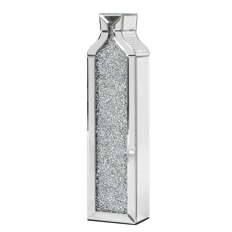 Tall Crushed Diamond Mirrored Floor Vases,Set of 2