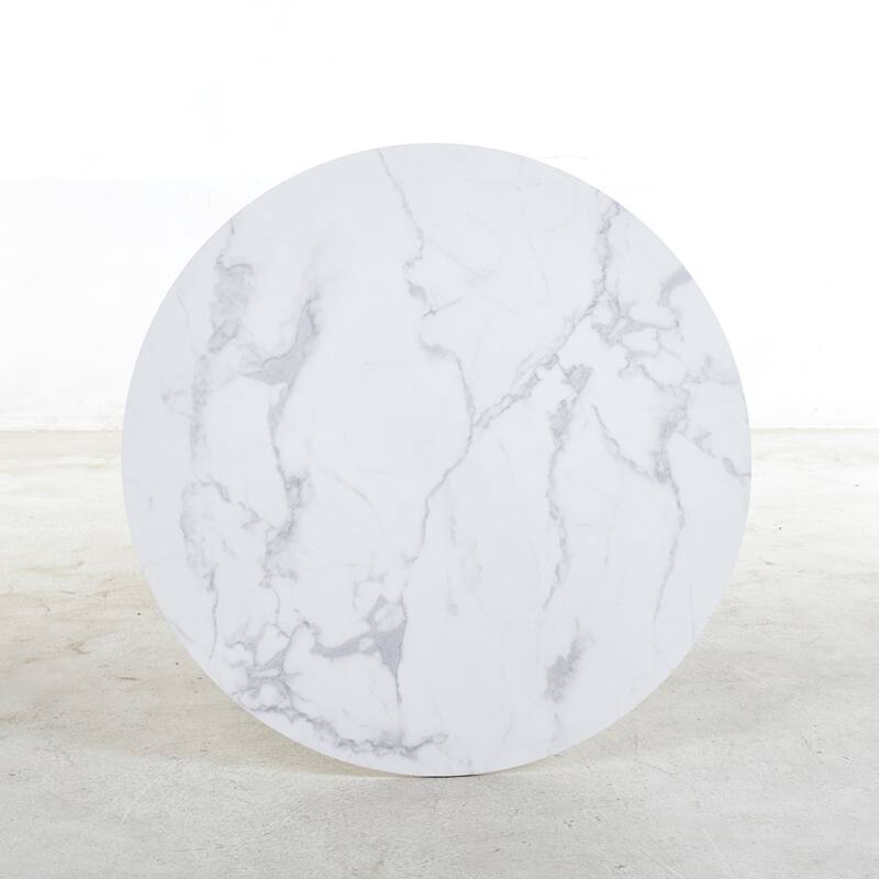 42.1"WHITE Table cross leg Mid-century Dining Table for 4-6 people With Round Mdf Table Top, Pedestal Dining Table - White