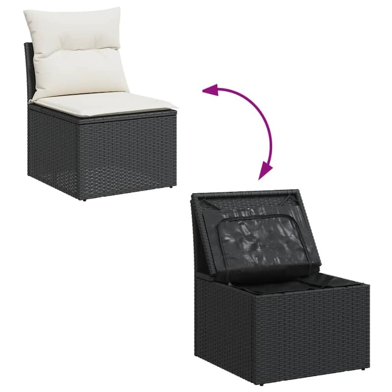 vidaXL Patio Sofa Set with Cushions Outdoor Furniture 4 Piece Poly Rattan
