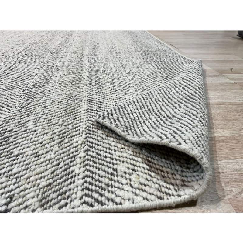 Hand-Tufted Wool Modern Tufted Stripes Rug, 8' x 10', Blue Area Rug, Luxurious Soft Texture for Home Interiors - L