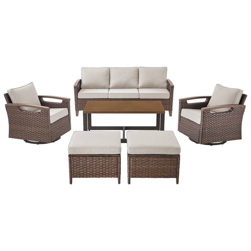 Pocassy Outdoor Brown Wicker Funitre with Cushion Set