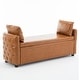 preview thumbnail 12 of 48, Storage Bench for Bedroom, 60" End of Bed Bench for King Size Bed Modern Upholstered Long Bench with Tufted Arm Faux-Leather-Camel