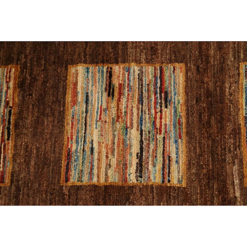 Checkered Gabbeh Kashkoli Oriental Wool Area Rug Handmade Carpet - 5'5" x 9'1"