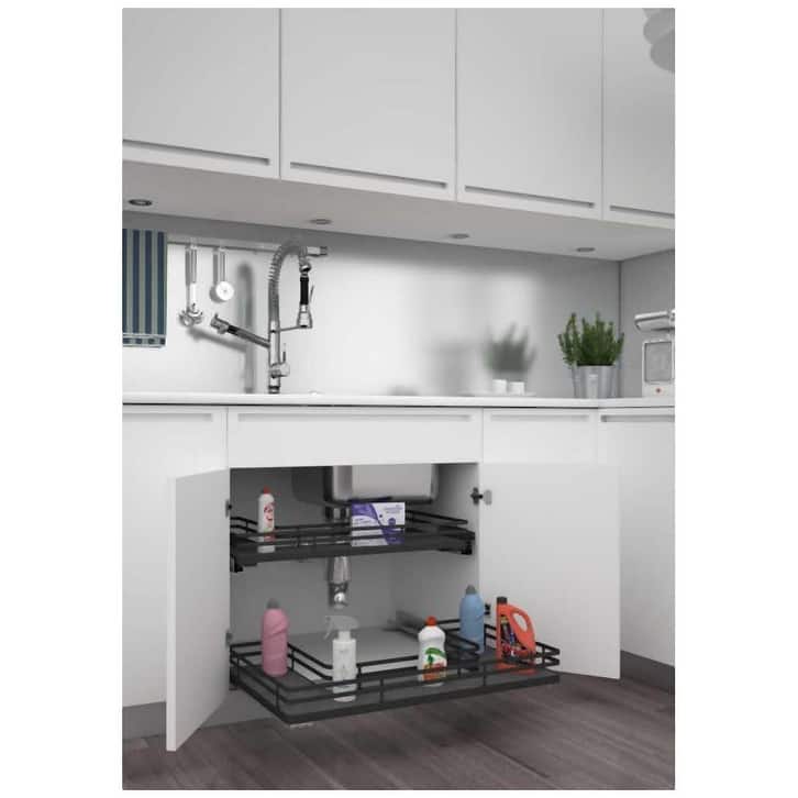 Rev-A-Shelf 5386 Series 33 Inch Pull Out U-Shaped Shelf Organizer with