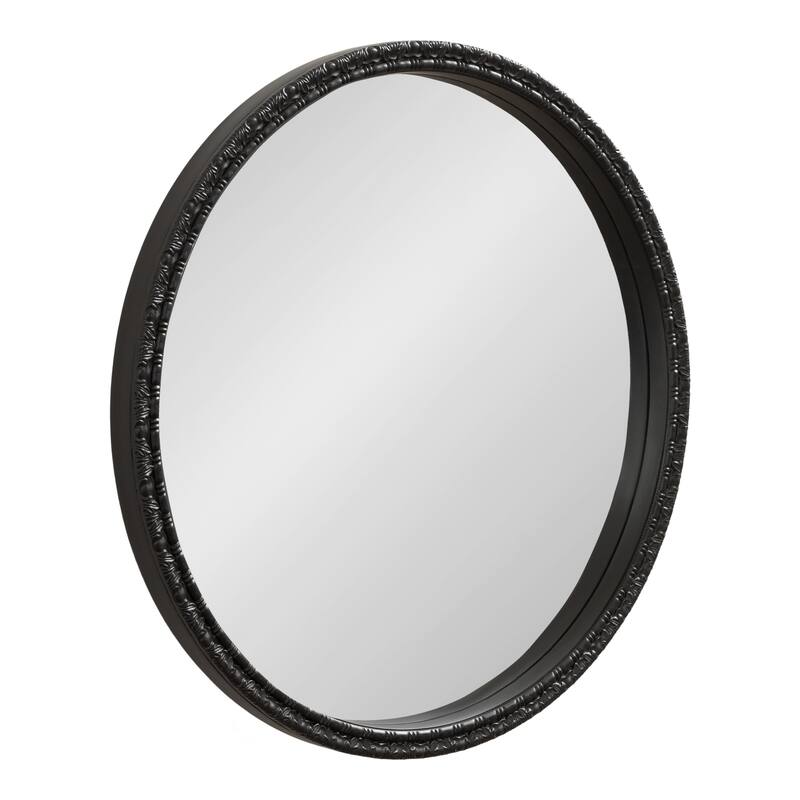 Kate and Laurel Stallworth Decorative Round Mirror - 30x30 - Black