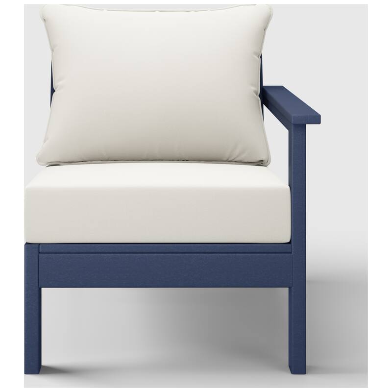 Birchwood All Weather HDPE Outdoor Patio Deep Seating Navy Blue Right Arm Facing Chair With Cushions (1-Piece)