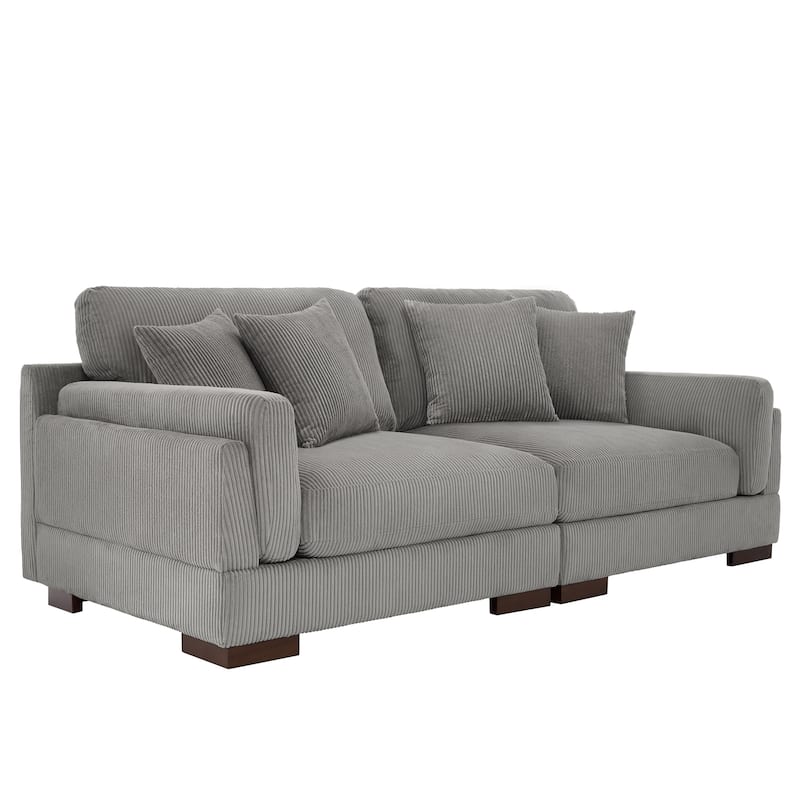 90.2"W Corduroy Upholstered Living Room Sofa