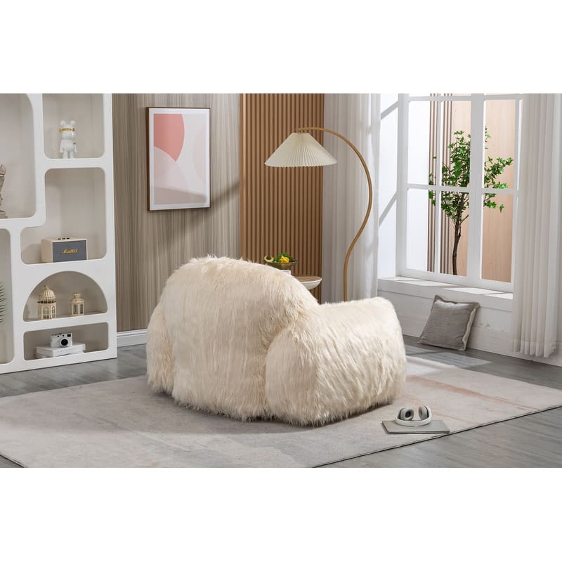 Fluffy Bean Bag Chair, Modern Large Comfy Lazy Sofa with Memory Sponge ...