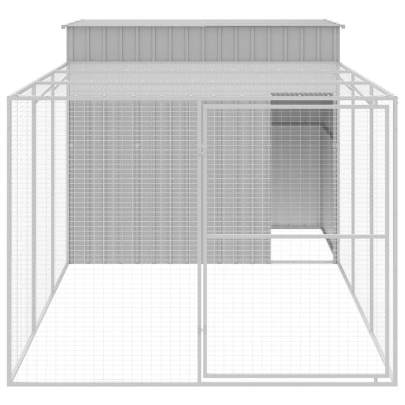 vidaXL Dog House with Run Light Gray/Anthracite multisize Galvanized Steel