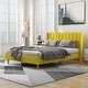 preview thumbnail 3 of 58, Alazyhome Upholstered Platform Bed Frame Yellow - Queen