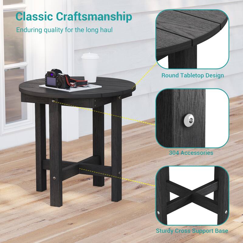 HDPE All-weather Outdoor Side Table, Easy Install Patio Table