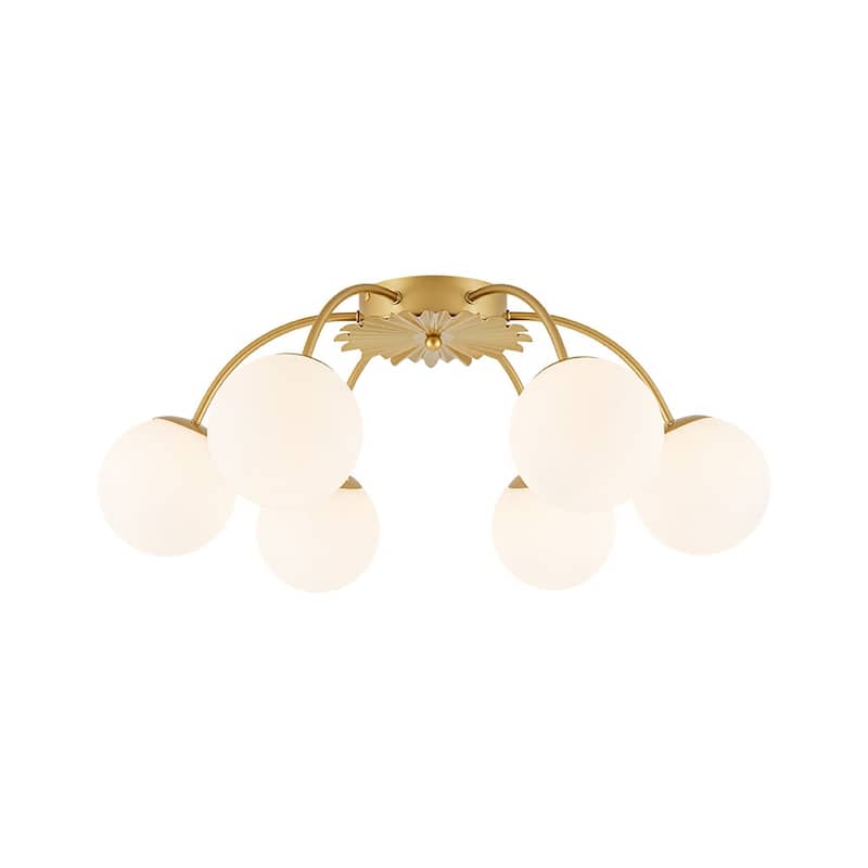 Mid-Century 12-Light Milky Glass Globe Sputnik Ceiling Light - 39in