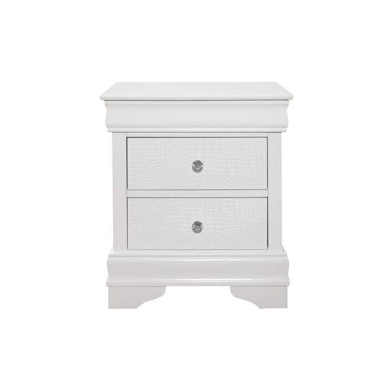 Eran 4 Piece White Modern Faux Leather Upholstered Tufted LED Panel Bedroom Set