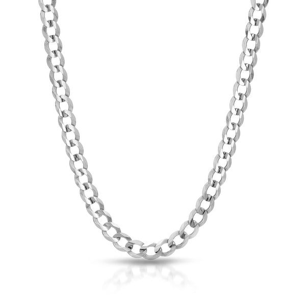 Mcs Jewelry Inc 14 KARAT SOLID WHITE GOLD CURB CHAIN NECKLACE (2.5MM)