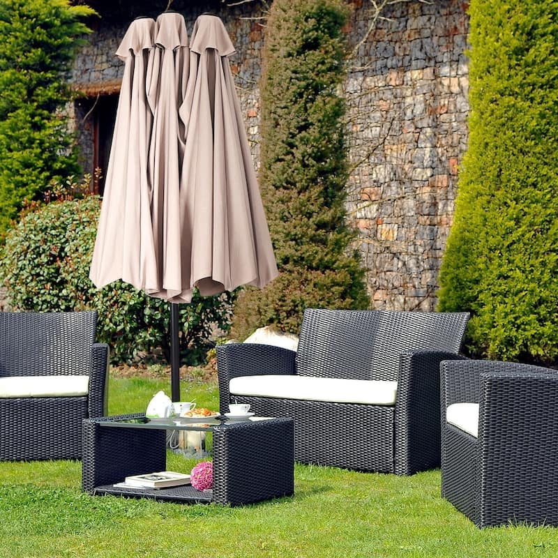 15' Twin Patio Umbrella Double-Sided Outdoor Market Umbrella without Base - 15' x 9.0' x 8' (L x W x H)