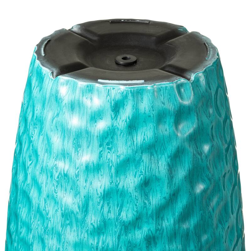Glitzhome 23.75"H Set of 2 Oversized Eco-Friendly PP and Stone Honeycomb Textured Blue/Green/Red Tall Plastic Planter