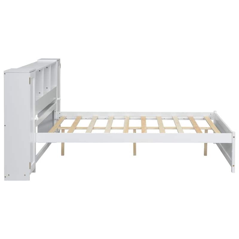 Platform Bed with Storage Headboard and Lockers