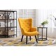 preview thumbnail 57 of 62, Fabric Upholstered Tufted Wingback Living Room Chair With Wooden Legs Yellow
