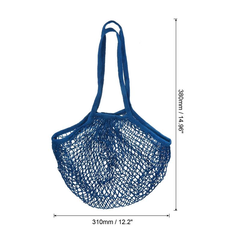 Cotton Mesh Bag, 14.96x12.2" Long Handle Mesh Net String Grocery Bags