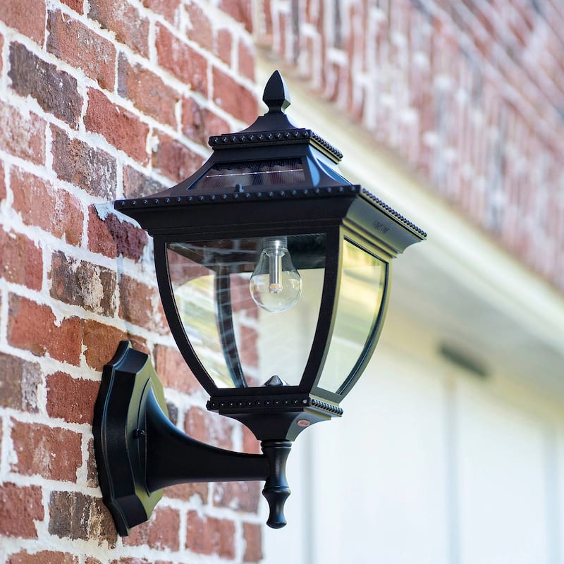 Pagoda Bulb Black Solar 3' Fitter Post Light with Pier or Wall Sconce
