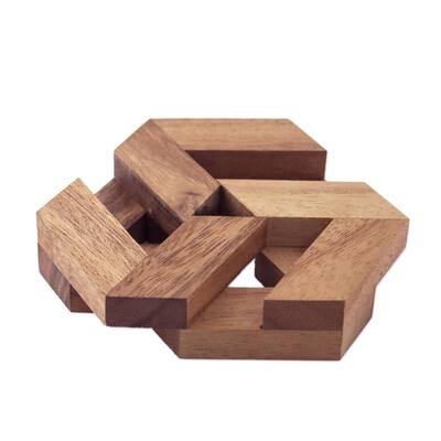 Novica Handmade Elegant Hexagon Wood Puzzle