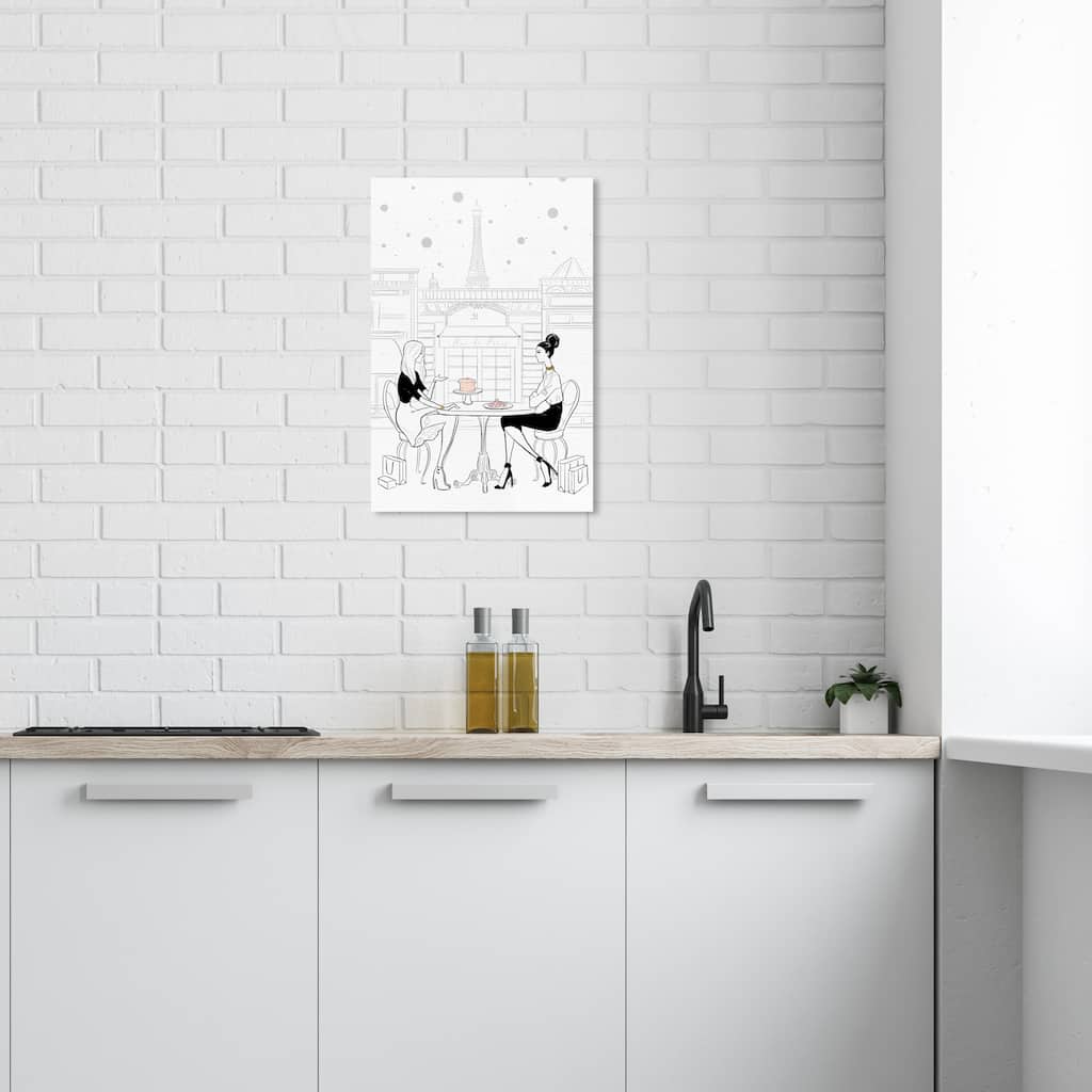 Wynwood Studio Canvas Fashion and Glam Girls in Rue de Paris Black and Modern & Contemporary Wall Art Canvas Print