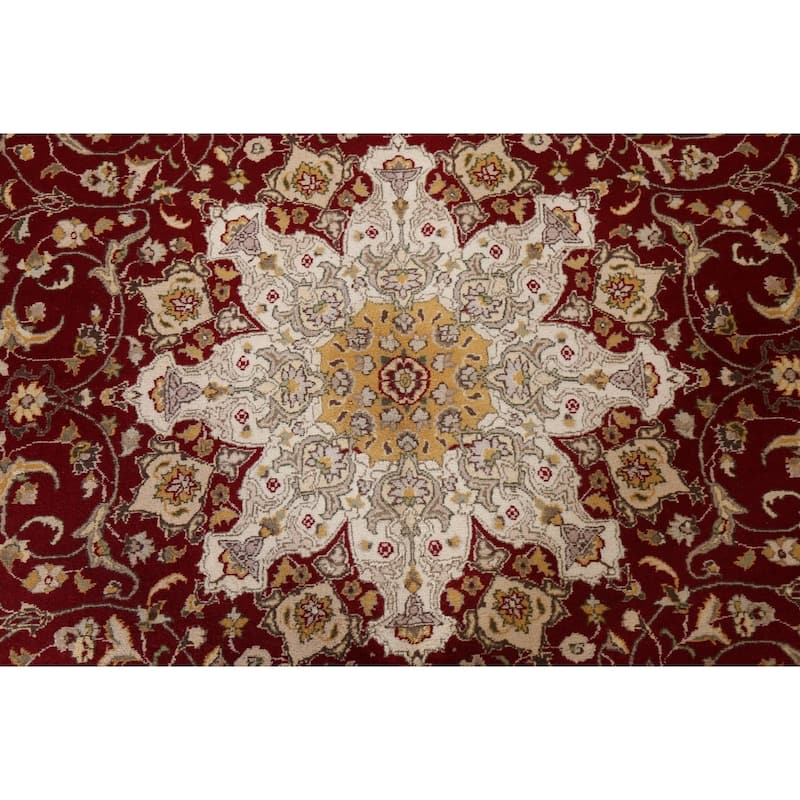 Wool/ Silk Vegetable Dye Floral Tabriz Oriental Area Rug Hand-knotted - 8'1" x 10'5"