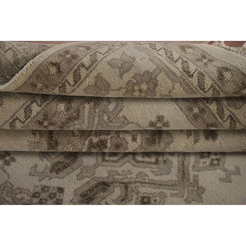 Oushak Oriental Area Rug Hand-Knotted Geometric Wool Carpet - 7'10"x 10'1"