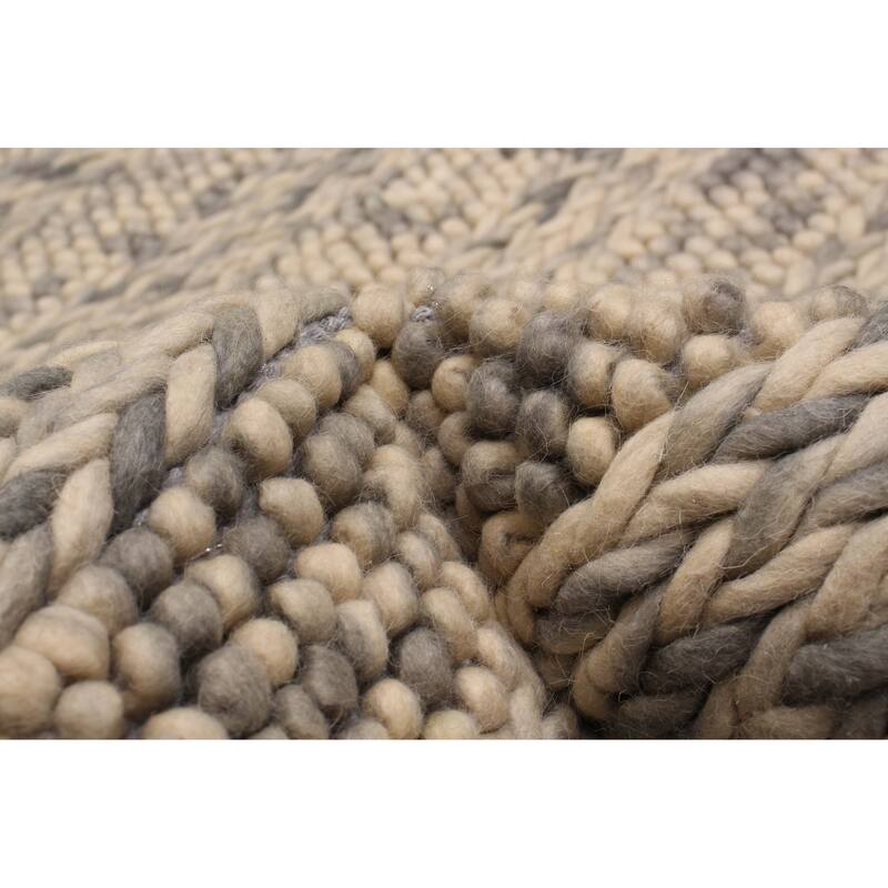 ECARPETGALLERY Braid weave Sienna Grey Wool Rug - 3'4 x 5'3