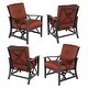 preview thumbnail 1 of 5, Set of Four Deep Seating Conversation Rocking Chairs with Aluminum Frames and Thick Red Cushions