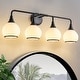 preview thumbnail 138 of 151, Modern Vanity Lights Dimmable Bathroom Light Fixtures with Glass Shade 4-Light - Black