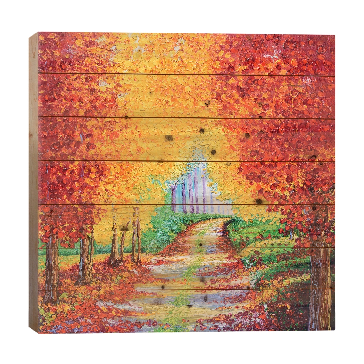 Crimson Pathway Print On Wood by Kimberly Adams - Multi-Color