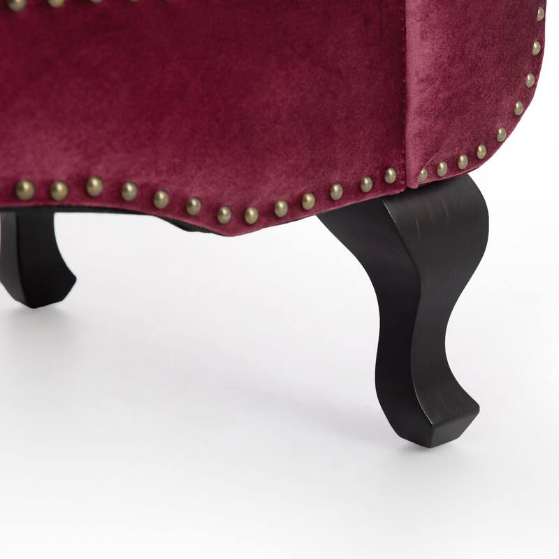 Christopher Knight Home - Bressi Modern Velvet Upholstered Chaise Lounge with Tufted Backrest, Nailhead Trim & Pillow