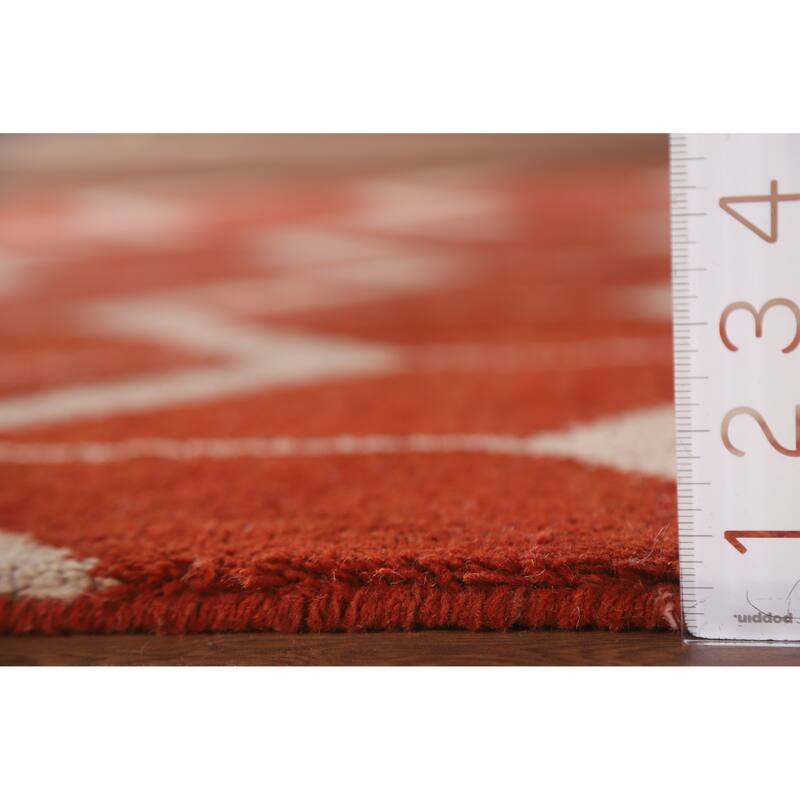 Hand Knotted Oriental 100% Wool Carpet Modern All-Over Red Gabbeh Area Rug - 7' 10'' X 5' 2''