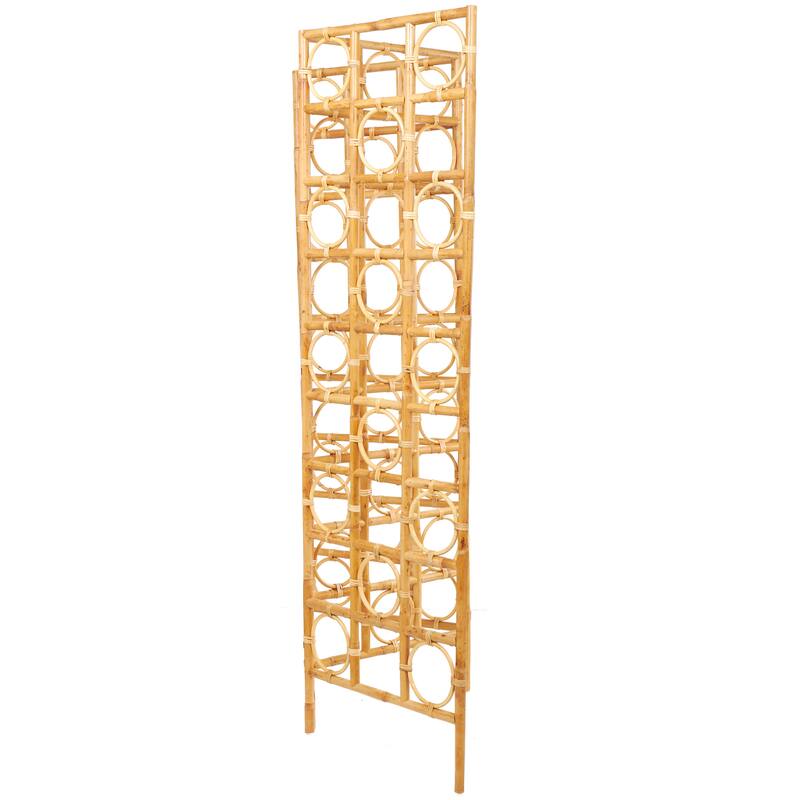 Rattan Geometric Handmade Woven Geometric 3 Panel Room Divider Screen with Open Frame Design - Brown - Roche River Decor