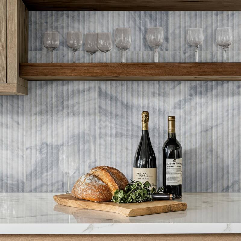 Ackland AKM-M-FL24X12FTLH-CA Flutelle - 12" x 24" Marble Linear Wall