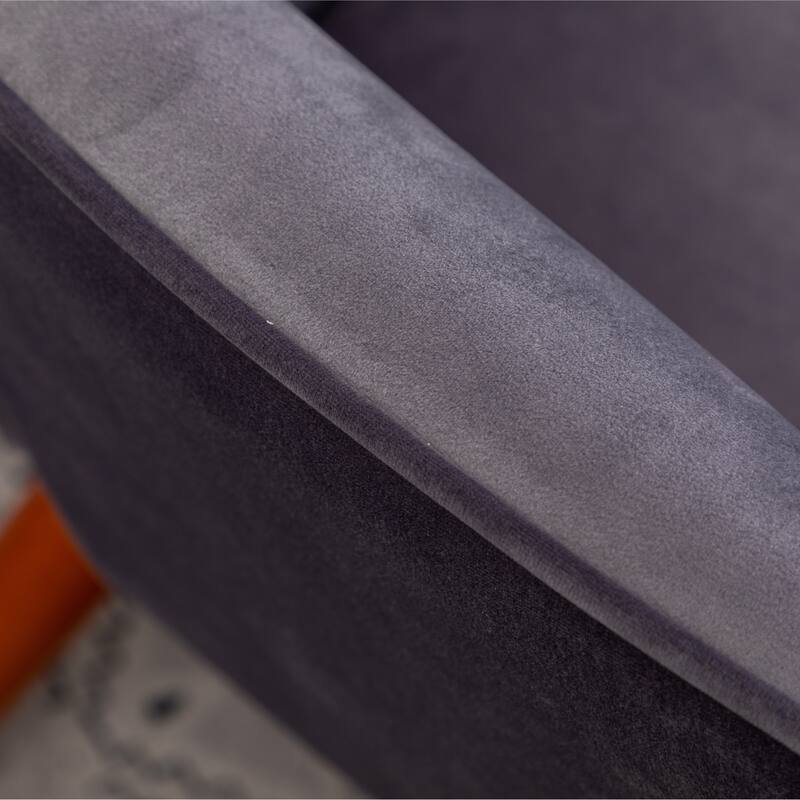 Contemporary Silky Velvet Tufted Accent Chair with Ottoman
