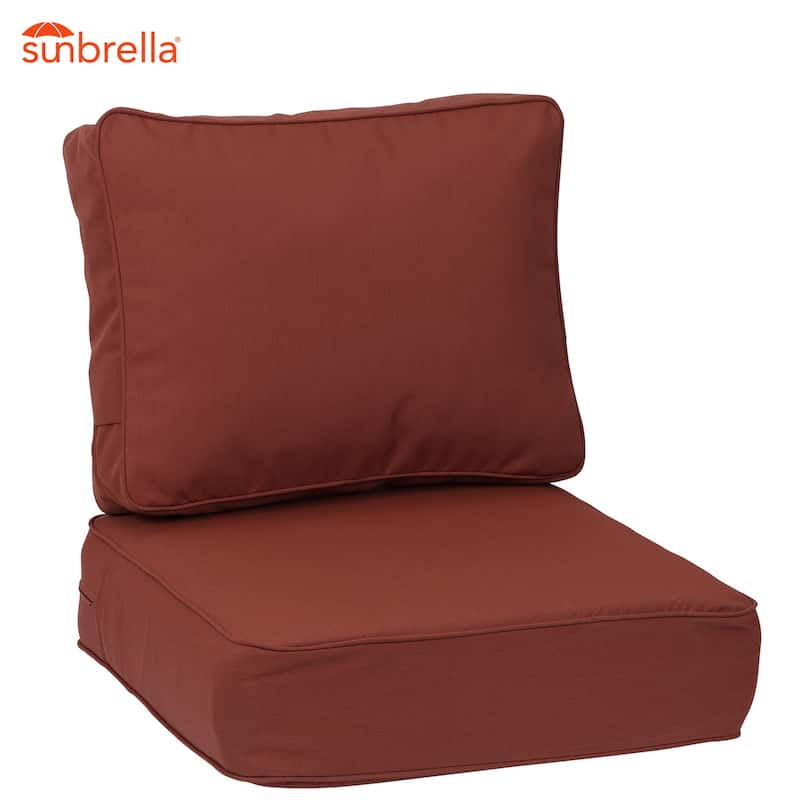 Aoodor 24x24x6 Inch Outdoor Patio Chair Cushions Set, Weather-Resistant Sunbrella Fabric Outdoor Cushion - 24"x24" - Canvas Henna
