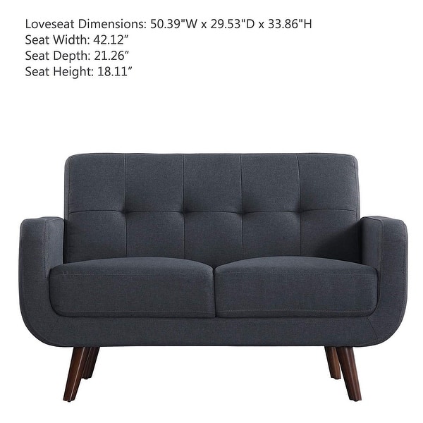 Linen Fabric Sofa Bed Upholstered Modern Tufted Loveseat Futon Sofa Entertainment Dark Grey Dark Grey