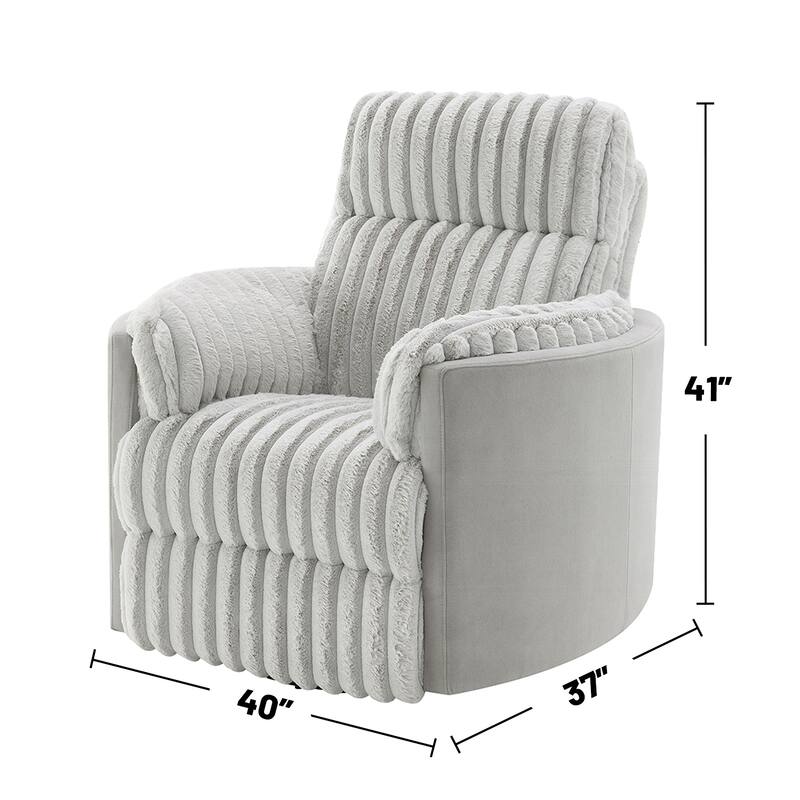 Corduroy Fabric Upholstered Glider Recliner with Swivel Design in Gray