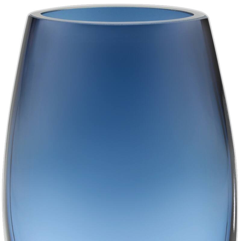HomeRoots 8" Midnight Blue And Clear Oval Lead Free Crystal Table Vase