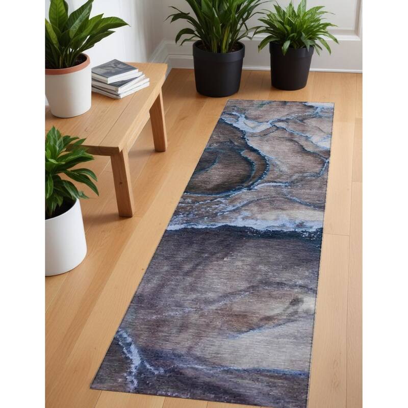 Fami Contemporary Abstract Weather Resistant Modern Chic Runner Outdoor Rug
