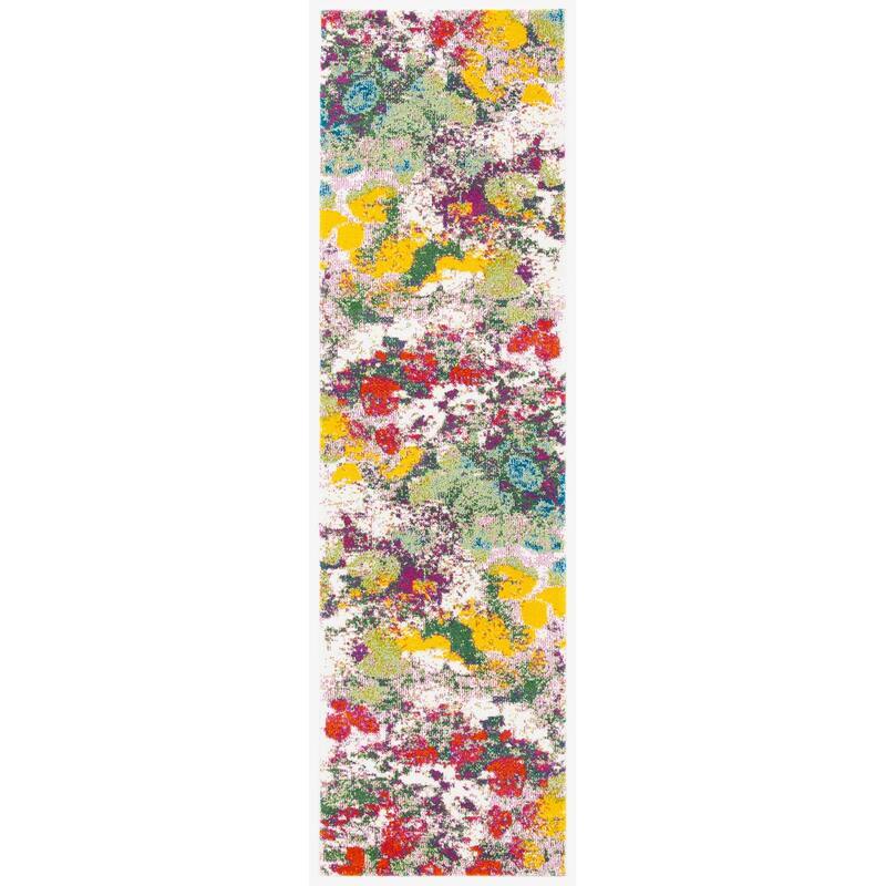 SAFAVIEH Watercolor Sophie Modern Abstract Rug - 2'3" x 8' Runner - Light Green/Rose