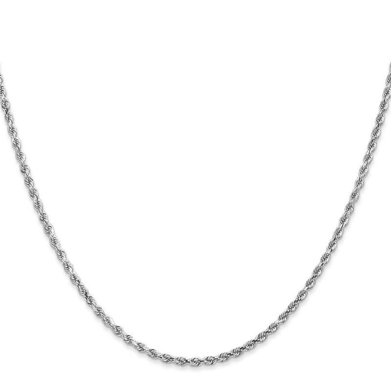 Curata Women's 14k White Gold 2.0mm Diamond-cut Rope Chain Anklet - 10 Inch