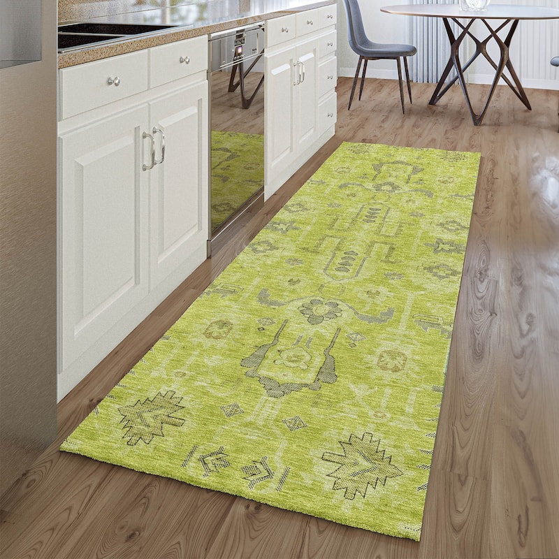 Premium Washable Super Soft Traditional Global Mayfield Rug - Aloe - 2' 3" x 7' 6" - Runner