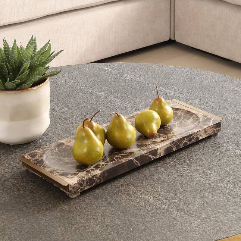 Uttermost 18224 Marble Crest 18-7/8" Wide Marble and Metal Tray