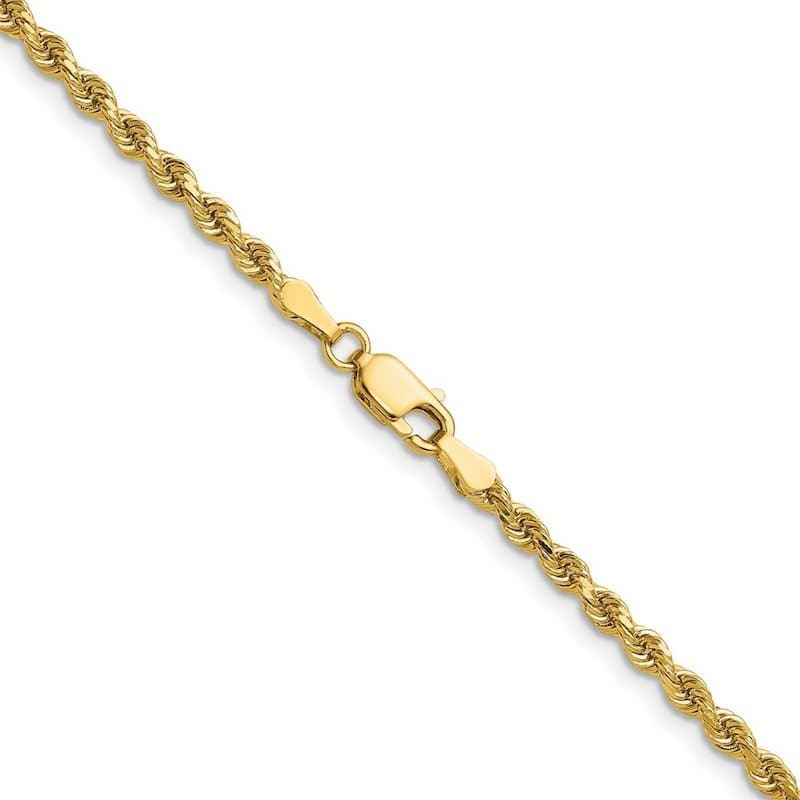 Curata 14k Yellow Gold Solid 2.75mm D Cut Rope Lobster Clasp Chain Bracelet Lobster Claw