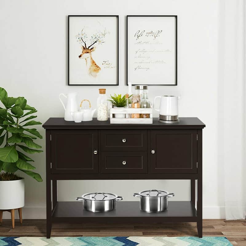 Wooden Sideboard Buffet Console Table - Brown - 46" x 15" x 34" (L x W x H)