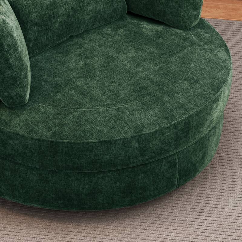 50.2"W Accent Barrel Chair,360° Swivel Club Chair with Metal Base