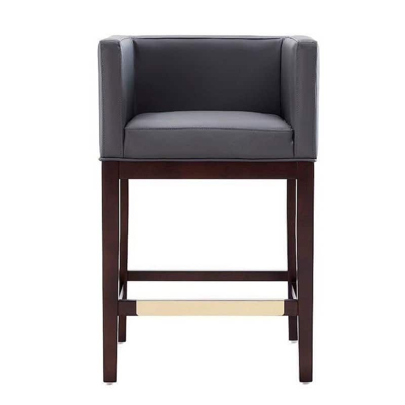 Manhattan Comfort Kingsley Dark Walnut Wood Counter Height Bar Stool